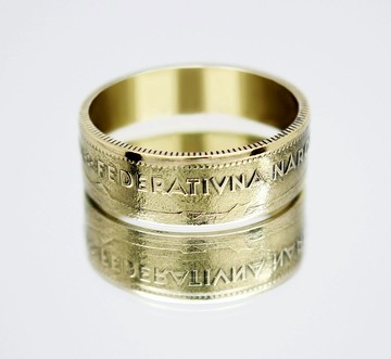 南斯拉夫硬幣戒指 50 第納爾 1955 年男士硬幣戒指 女士硬幣戒指