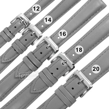Watchband / 12.14.16.18.20 mm / 各品牌通用 經典色系 真皮錶帶 不鏽鋼扣頭 灰色 ＃601-B-13