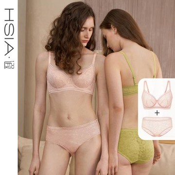HSIA遐內衣女全罩杯輕薄性感蕾絲胸罩微聚攏上托大胸顯小文胸套裝