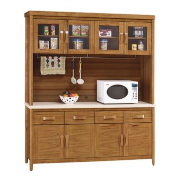 文創集 巴格5.5尺雲紋石面實木高餐櫃組合-164x43x196cm免組