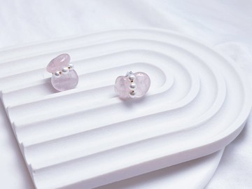 手作飾品 |  撞色水晶耳環 • 粉 |  粉水晶 \ 招桃花