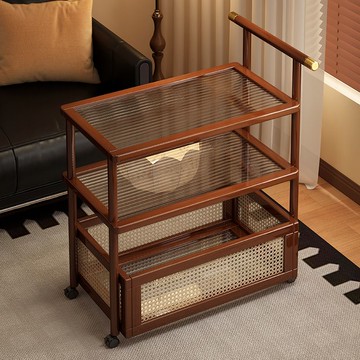 免運 實木 原木置物架 茶几可移動客廳側邊柜中古風零食小推車床頭置物架茶幾實木復古床頭柜可開發票 全館五折 工廠現貨直銷 新品特價 b8253