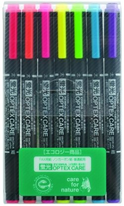 日本 斑馬 OPTEX CARE 雙頭環保 水性 螢光記號筆 WKCR1-7C 螢光筆 7色/組【APP滿額下單10%點數(單一帳號最高5000點)】1/31止