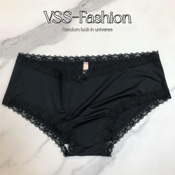 低腰神秘黑純色三角內褲少女冰絲無痕牛奶絲純棉白色襠部蕾絲VS