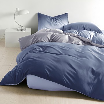 寢室安居 日式柔絲絨床包枕套3件組  Queen Size  爵士藍