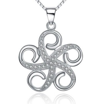 現貨+預購 925純銀項鍊鑲鑽吊墜-可愛小花時尚七夕情人節生日禮物女配件銀飾73am103【獨家進口】【米蘭精品】