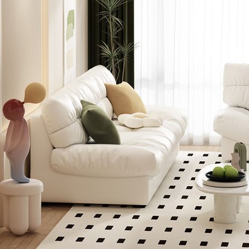 奶油風雲朵小戶型簡約現代布藝沙髮家用客廳直排輕奢落地法式可開發票