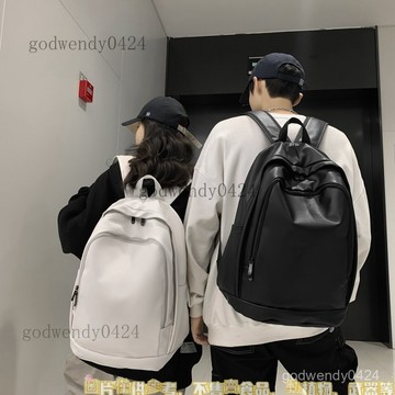 大容量 後背包 多隔層防潑水 大學生背包 校園書包大容量筆記本電腦書包男簡約雙肩包男帥氣高級感皮質商務背包2024大容量
