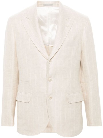 Brunello Cucinelli - striped linen blazer - men - Linen/Flax/Wool/Silk/Cupro - 50 - Neutrals