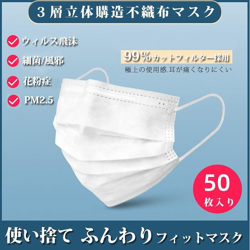 国内発送 50枚入り 大人 子供 在庫あり3層式マスク 子供個包装 使い捨てマスク 不織布 フェイスマスク 男女兼用 ウィルス対策 花粉症対策 防塵 花粉 飛沫対策 ホワイトマスク 通販 Lineポイント最大1 0 Get Lineショッピング