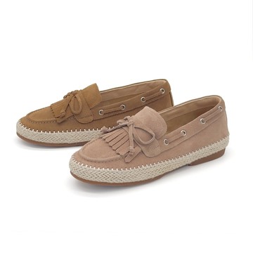 樂福鞋 包鞋 平底鞋 真皮流蘇蝴蝶結懶人樂福鞋 ROBINLO (MARILEY 焦糖拿鐵/莓霜奶凍)