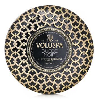 【Voluspa】3個燈芯裝飾錫芳香蠟燭 -Suede Noir