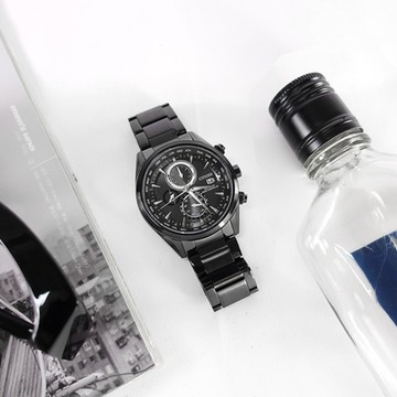 CITIZEN 星辰表 / AT8265-81E / 光動能 萬年曆 電波錶 藍寶石水晶玻璃 日期 不鏽鋼手錶-鍍黑/43mm