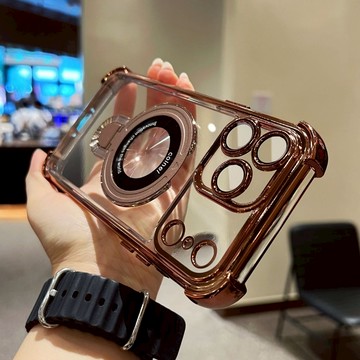 冰晶盾+防摔磁吸支架 自帶鏡頭膜 適用 iPhone 17 16 15 13 14 Pro max  透明殼 防摔殼