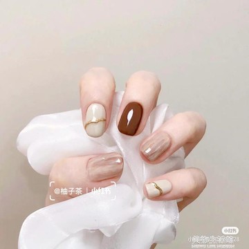 小紅書同款焦糖跳色光療手工美甲成品穿戴甲定制指甲貼片高級顯白【摩可美家】