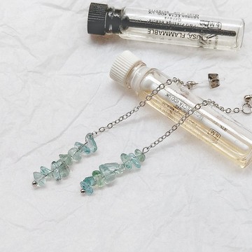 天然水晶 藍磷灰石長鍊-透明矽膠底敏針 清透 能量