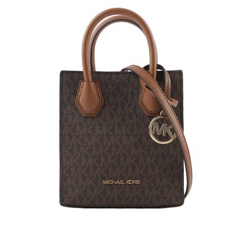 Michael Kors Mercer 塗層帆布手提斜背二用迷你琴譜包(咖啡色)