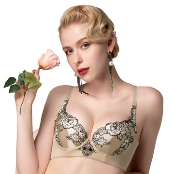 SWEAR 思薇爾 浮花緞香 系列 B-F罩 背心型 蕾絲 刺繡 包覆 女 內衣 (塔克棕)