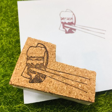 燻肉蘋果片 手刻橡皮章