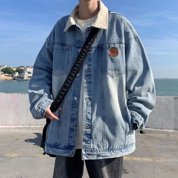 美式復古牛仔外套男春秋季新款休閑工裝夾克日系復古cityboy上衣