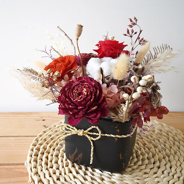 【竒花】輕奢黑金永生花盆花 入厝 開幕 生日 母親節