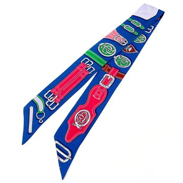 [日本直銷，二手，狀況良好] 愛馬仕 Twilly 圍巾 HARNAIS DES PRESIDENTS 總統馬具 100% 真絲