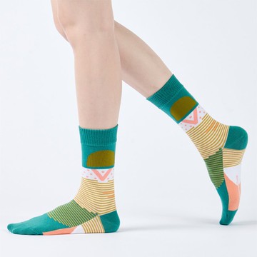 散步日記 中筒襪 - 灰綠(F)