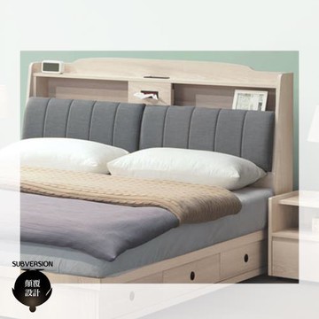 【顛覆設計】林卡洛北美杉木色貓抓皮靠枕床頭箱(雙人5尺)