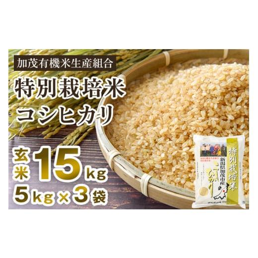 ふるさと納税 新潟県 加茂市 新潟県加茂市産 特別栽培米コシヒカリ 玄米15kg（5kg×3）従来品種コシヒカリ 加茂有機米生産組合