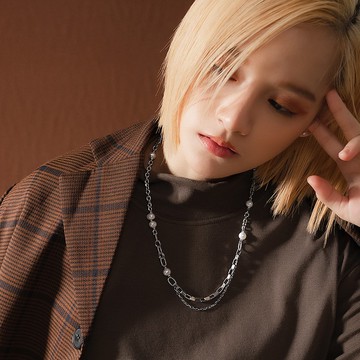 Unisex | 極晝系列 - 月暈 * 不鏽鋼珍珠項鍊