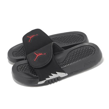 Nike 拖鞋 Jordan Hydro V Retro GS 大童 女鞋 黑 紅 喬丹 魔鬼氈 運動拖鞋 555511-061