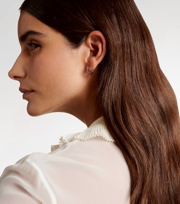 Roxanne First 14kt gold single hoop earring with diamonds and sapphire