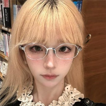 韓版橢圓形金屬書呆子眼鏡框可配度數銀邊眼鏡女高級感素顏近視鏡