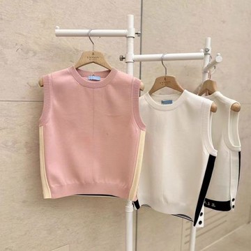 韓版高爾夫女裝針織背心2024新款舒適透氣圓領運動馬甲上衣