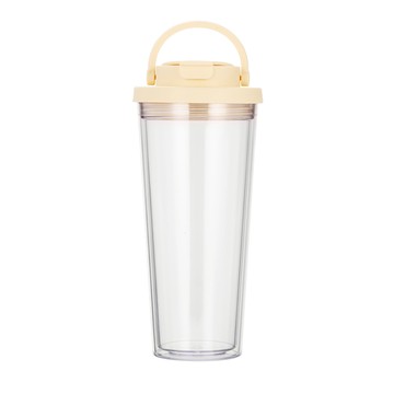 日光生活TEA透雙層吸管杯670ml-黃