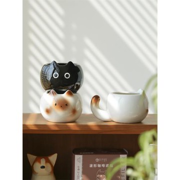 肆月陶瓷水杯可愛貓咪馬克杯子設計感小眾咖啡杯情侶生日伴手禮