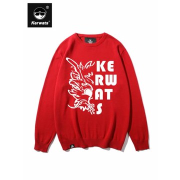 KERWATS2025龍本命年大碼男女情侶無性別國潮新春紅色打底毛衣
