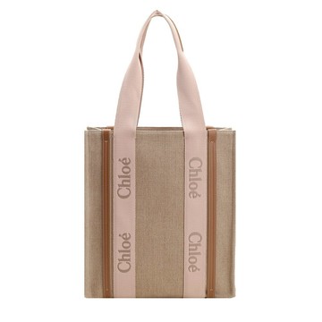 [平輸版]Chloe Woody tote bag 新款帆布直立托特包(粉色)真品平輸