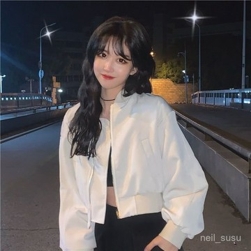 【限時特賣】棒球外套 女生外套 棒球服 飛行外套 夾剋外套 初秋上衣小個子短款外套棒球服女韓版寬鬆百搭炸街休閒純色夾剋衫