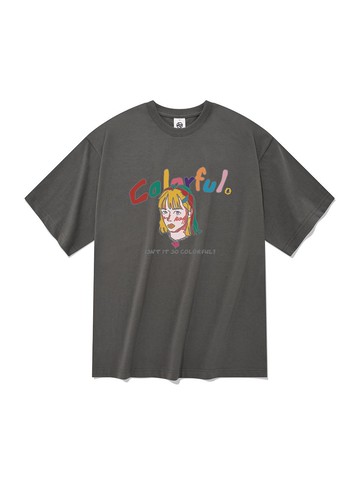 Colorful short-sleeved T-shirt gray
