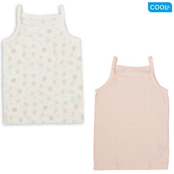 akachan honpo - 細肩帶背心2件組-涼爽棉 貝殼-粉紅色