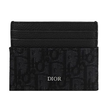 Christian Dior OBLIQUE 浮雕LOGO滿版緹花六卡隨身卡夾.黑