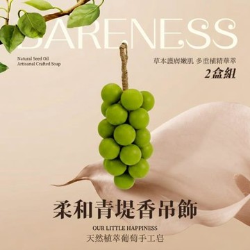 【BARENESS】2盒組 柔和果調青提葡萄手工皂吊飾
