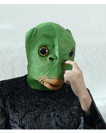 【可開發票】抖音綠頭魚頭套面具 可愛搞怪搞笑沙雕魚頭怪怪人綠色
