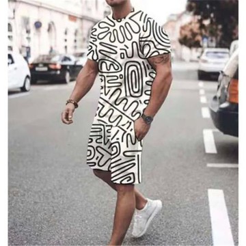 Simple digital printed hooded set for men 簡約數碼印花連帽套