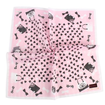 CLATHAS經典燙金LOGO時尚淑女愛心帕巾-粉紅色