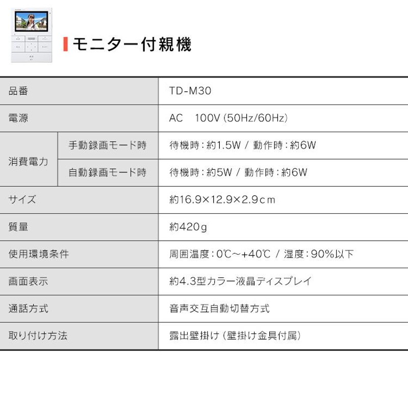 インターホン カメラ付き 標準取付工事費込 インターフォン 録画 テレビ 広角レンズ LEDライト 呼び鈴 チャイム モニター テレビドアホン  アイリスオーヤマ | LINEブランドカタログ