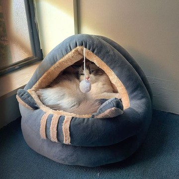 貓窩冬季保暖可拆洗幼貓四季通用半封閉式貓床寵物貓咪窩貓屋用品