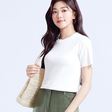 【任選二‧260/件】-°C 冰感坑條木耳捲邊涼感上衣