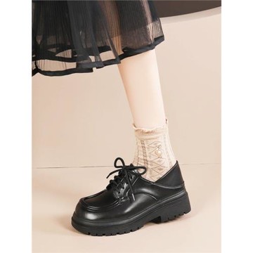 小皮鞋女2024新款春秋冬季白色真皮厚底英倫風樂福鞋女單鞋子加絨